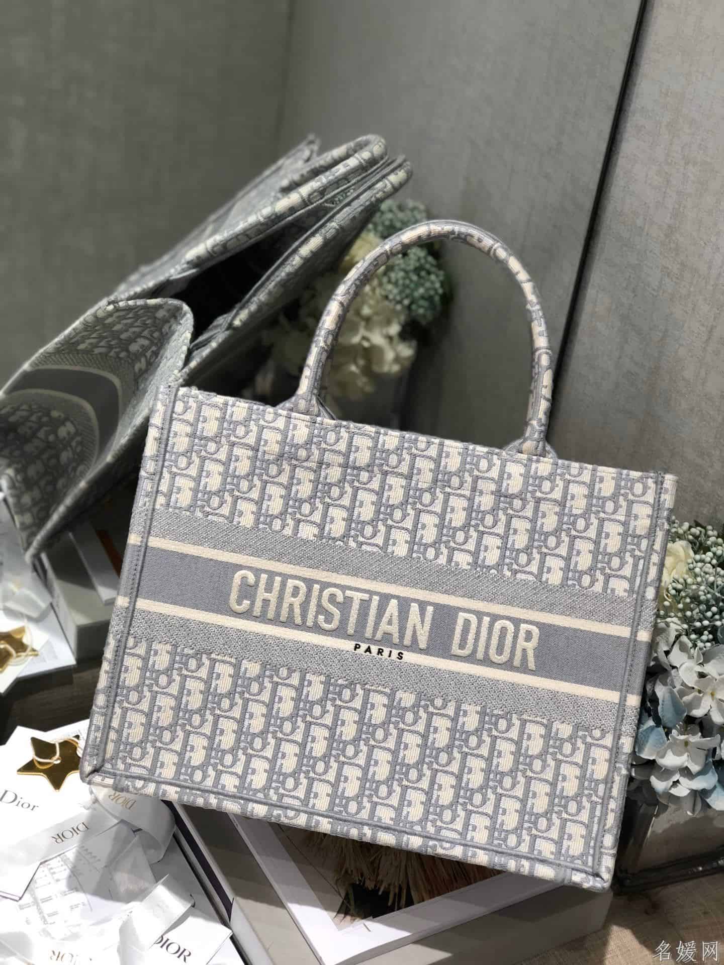 Dior/迪奥 小号灰色OBLIQUE 印花 BOOK TOTE托特包
