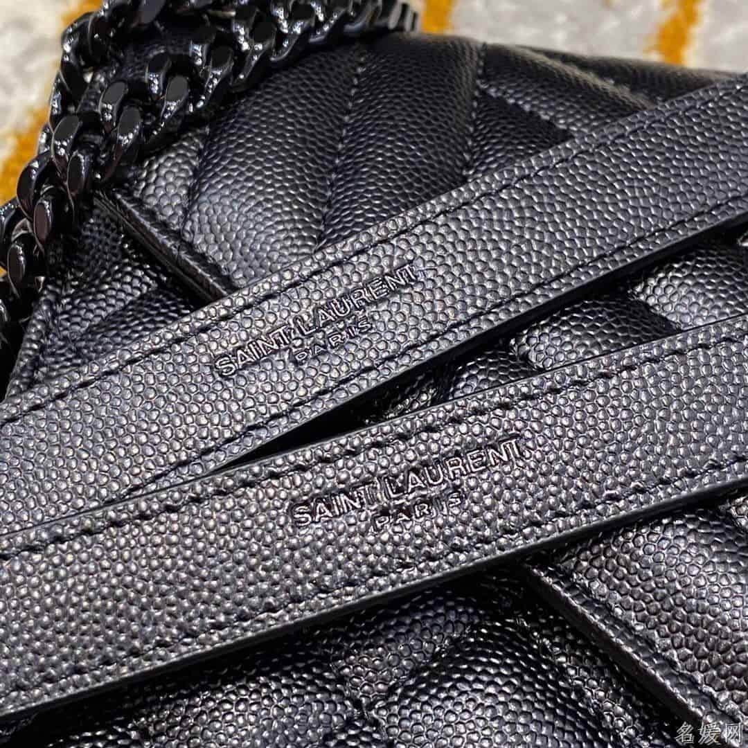 YSL 经典SATCHEL中号黑色粒纹复合提花皮革手袋 487206