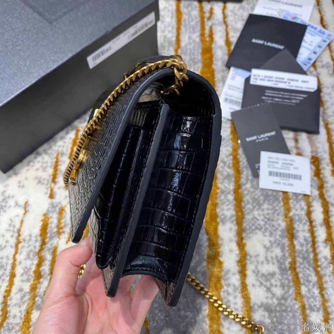 YSL/圣罗兰 SUNSET鳄鱼纹压印亮面皮革链条包 533026