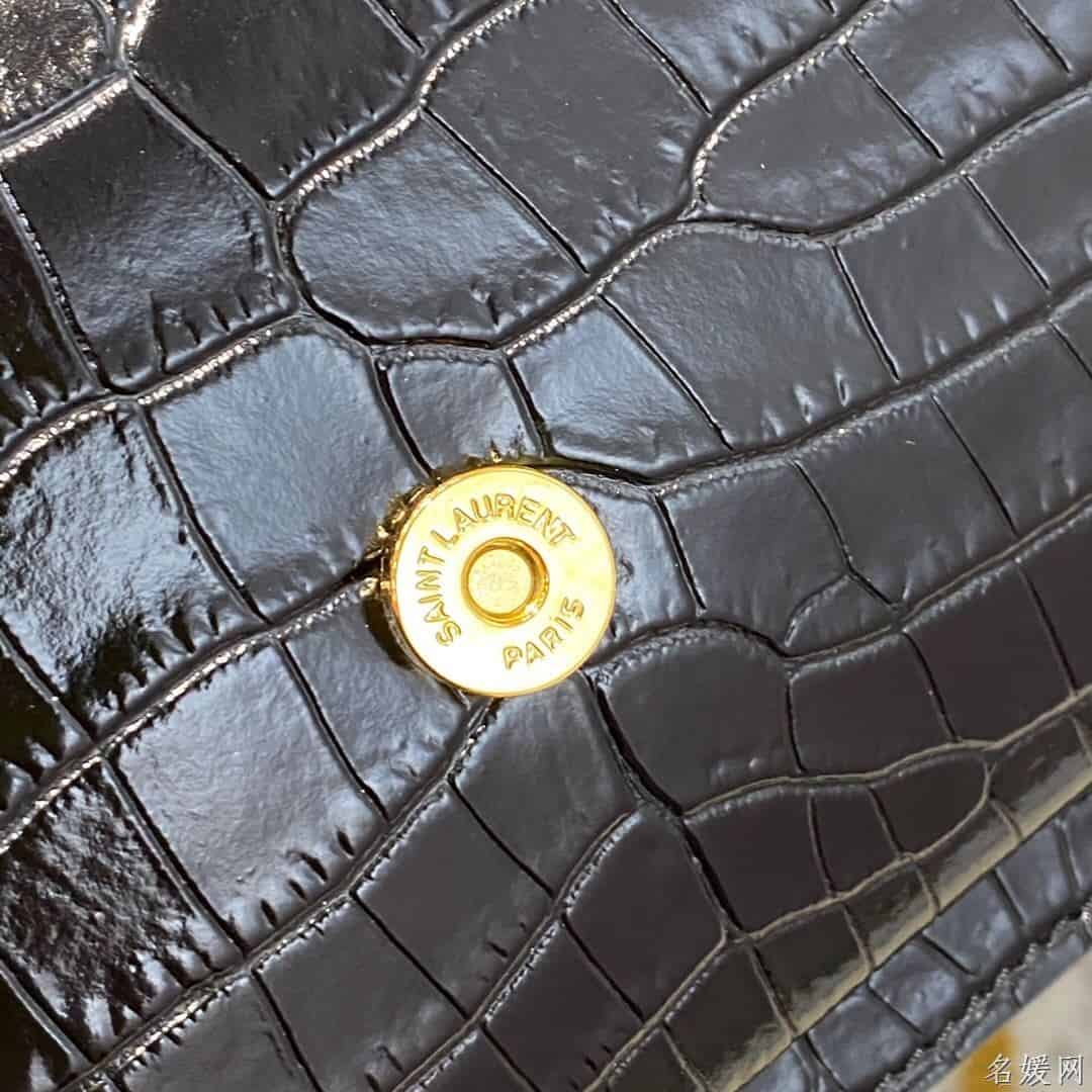 YSL/圣罗兰 SUNSET鳄鱼纹压印亮面皮革链条包 533026