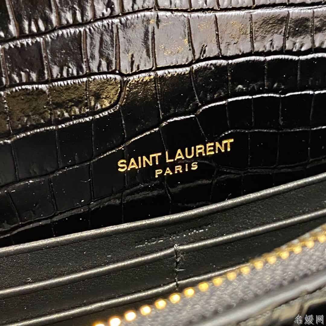 YSL/圣罗兰 SUNSET鳄鱼纹压印亮面皮革链条包 533026