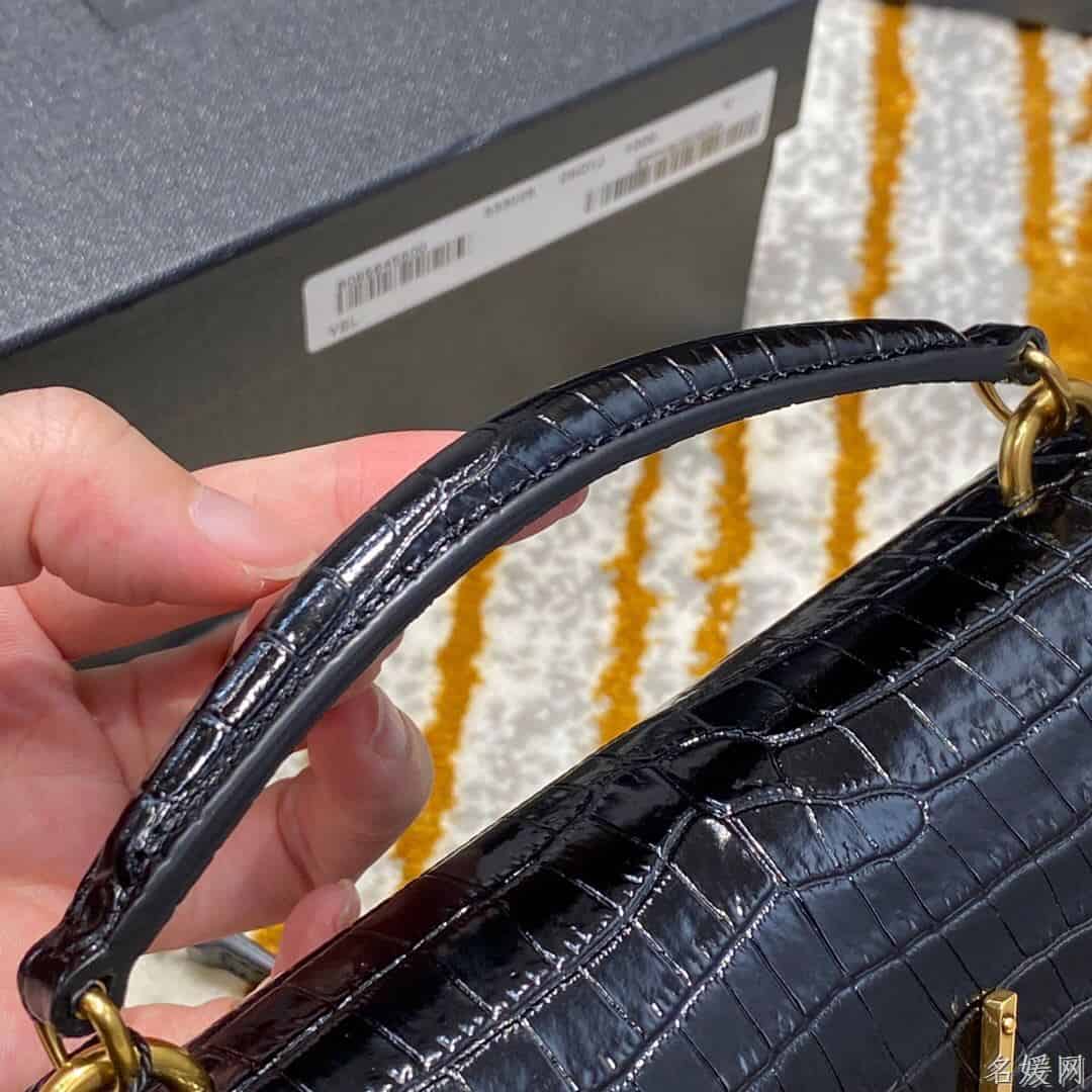 YSL/圣罗兰 SUNSET鳄鱼纹压印亮面皮革链条包 533026