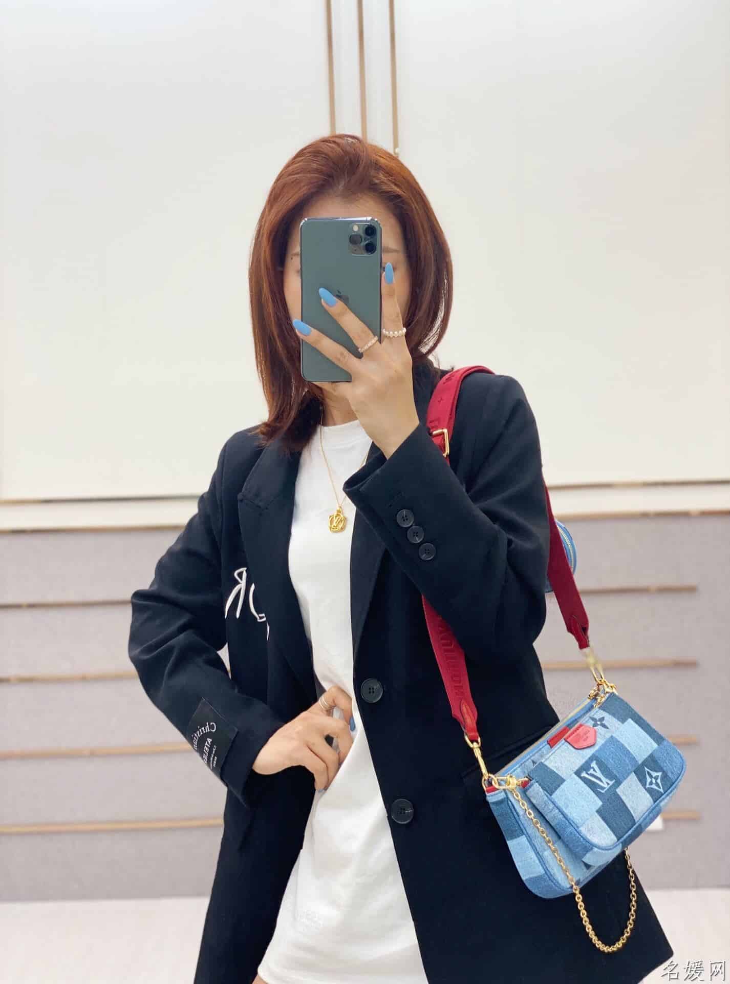 LV M44990 牛仔布五合一麻将包 三合一斜挎包