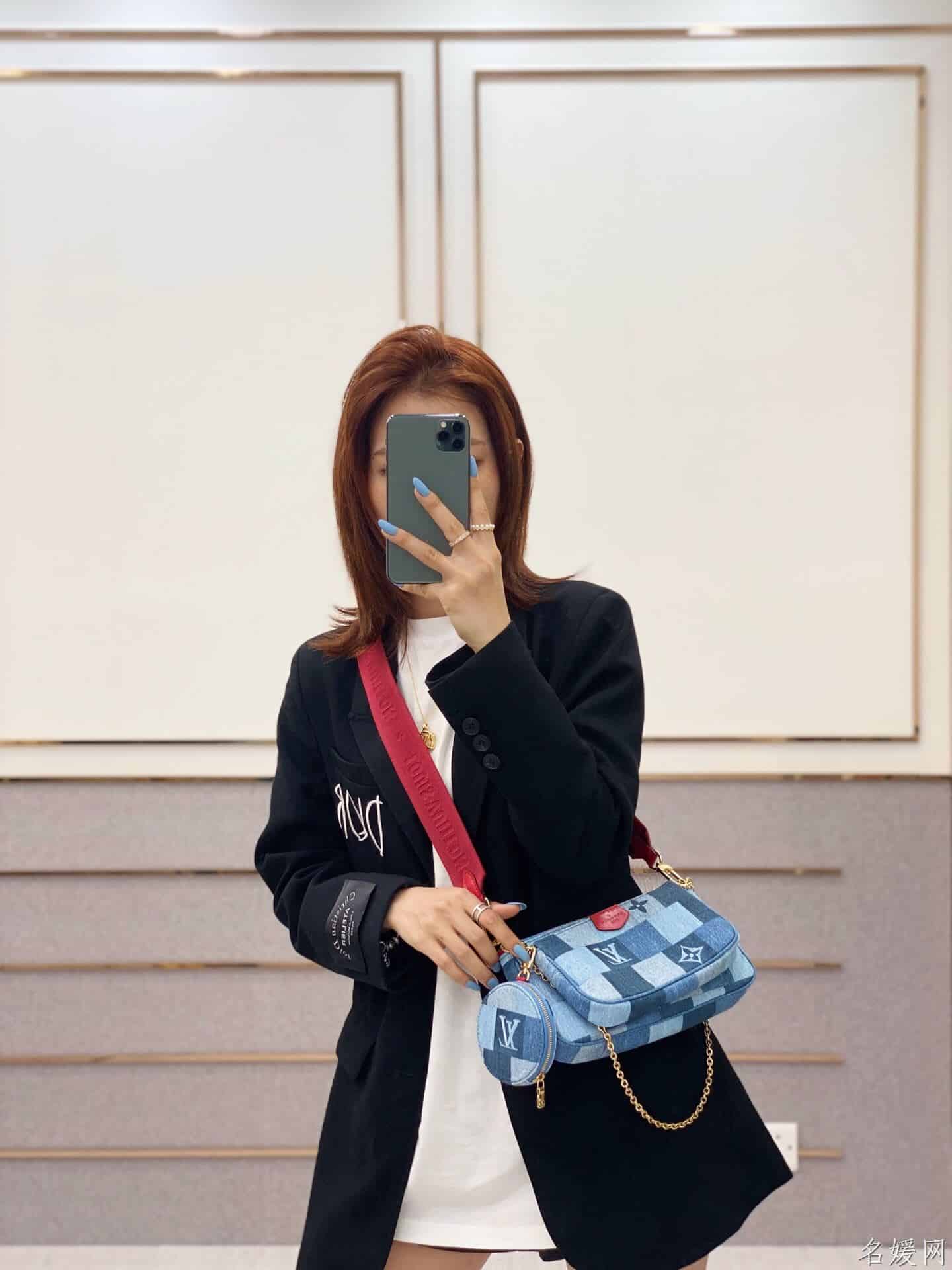 LV M44990 牛仔布五合一麻将包 三合一斜挎包