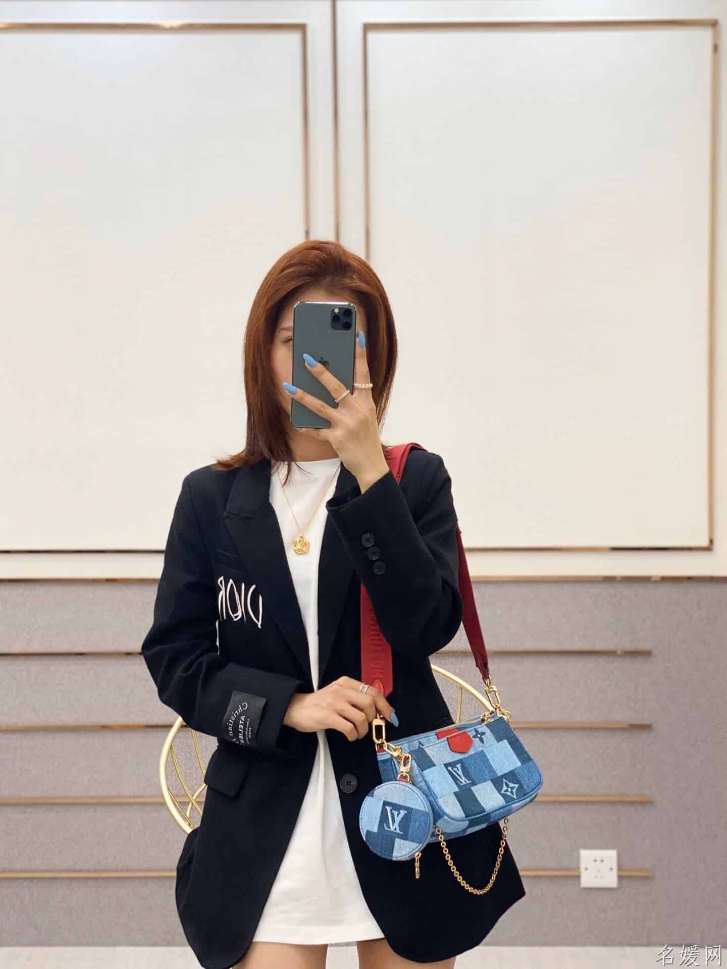 LV M44990 牛仔布五合一麻将包 三合一斜挎包