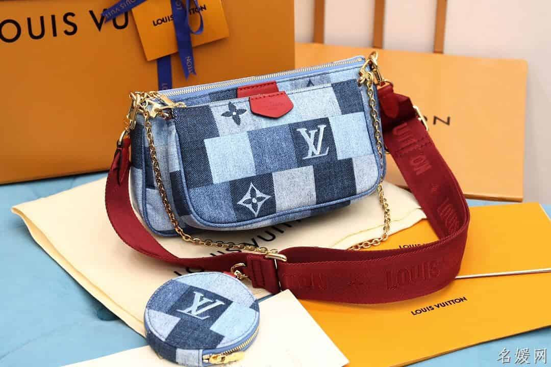 LV M44990 牛仔布五合一麻将包 三合一斜挎包