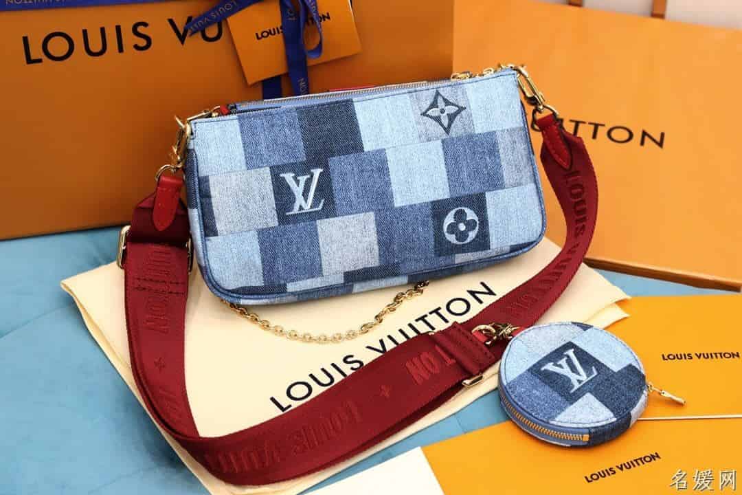 LV M44990 牛仔布五合一麻将包 三合一斜挎包