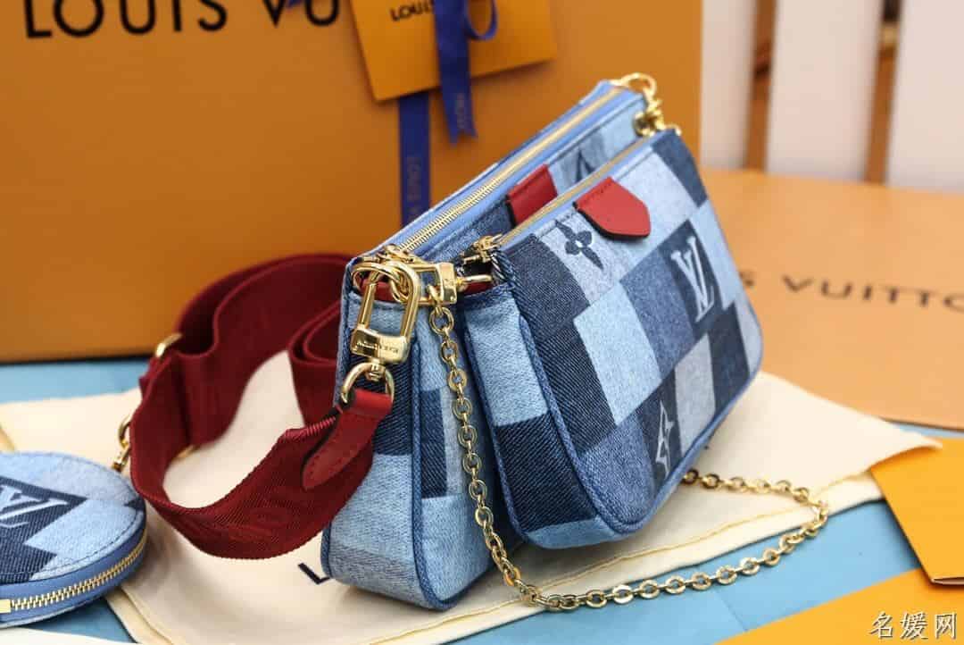 LV M44990 牛仔布五合一麻将包 三合一斜挎包