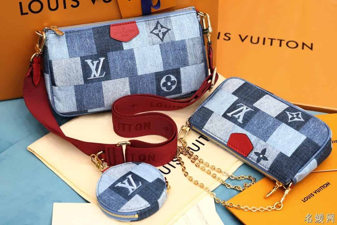LV M44990 牛仔布五合一麻将包 三合一斜挎包