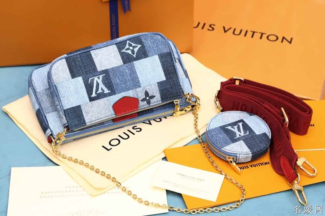 LV M44990 牛仔布五合一麻将包 三合一斜挎包