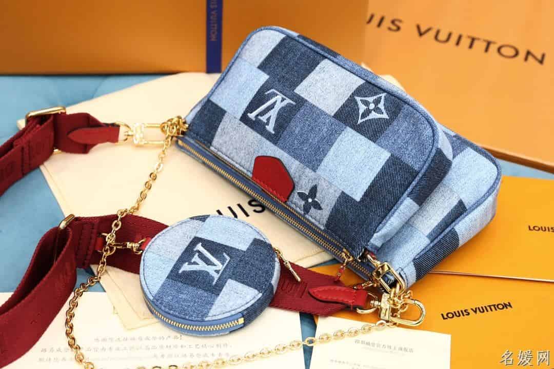 LV M44990 牛仔布五合一麻将包 三合一斜挎包