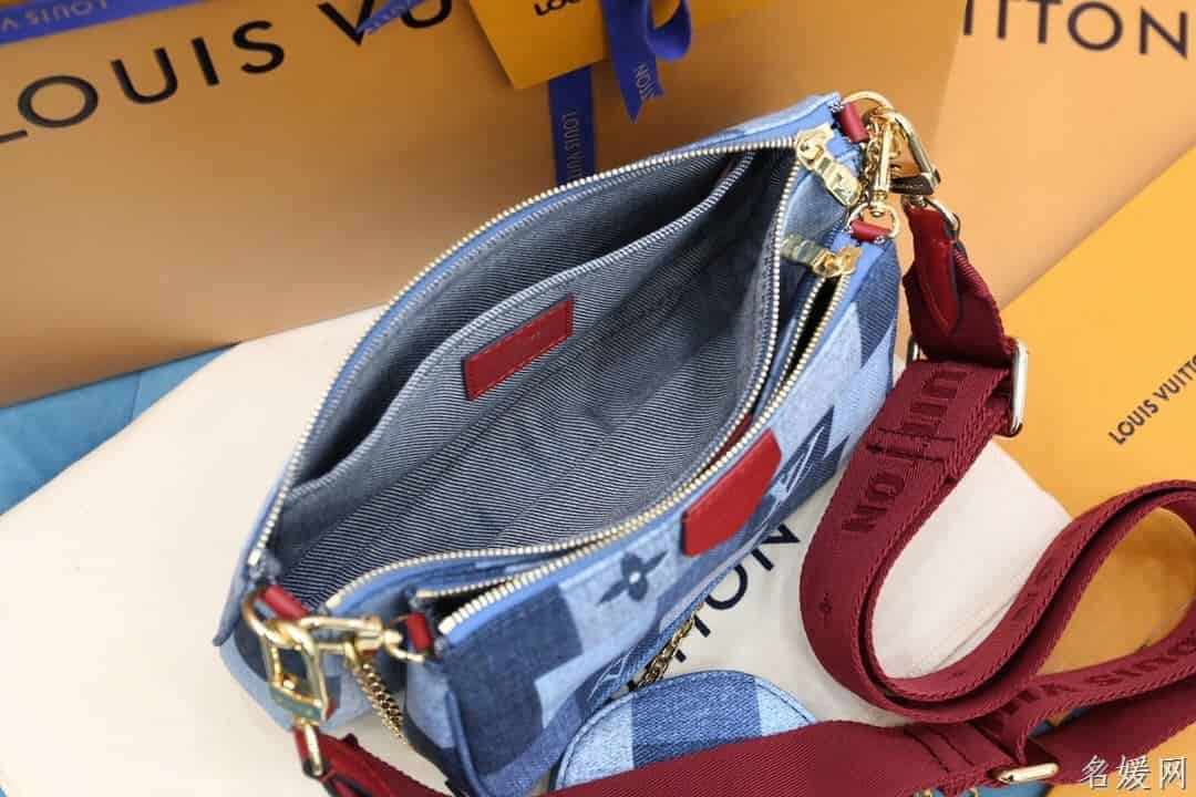 LV M44990 牛仔布五合一麻将包 三合一斜挎包