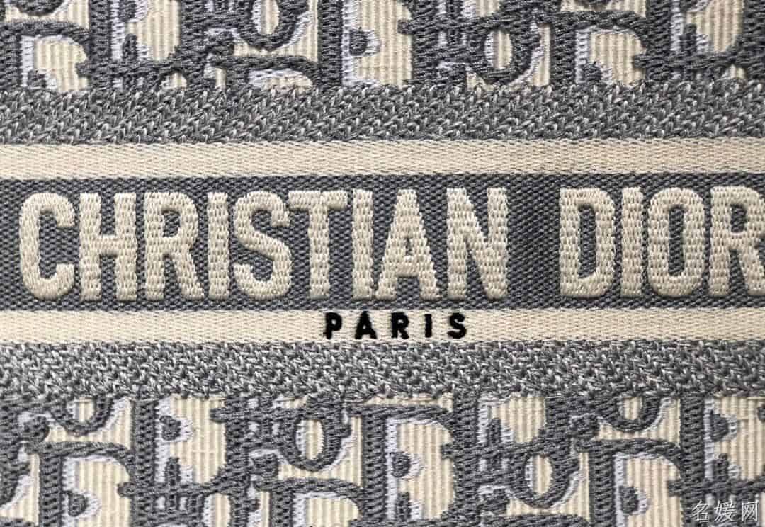 Dior灰色帆布OBLIQUE图案刺绣BOOK TOTE迷你托特包