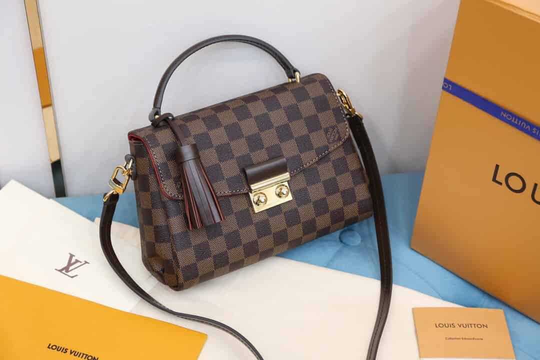 LV N53000 棋盘格Croisette邮差翻盖斜挎手提女包