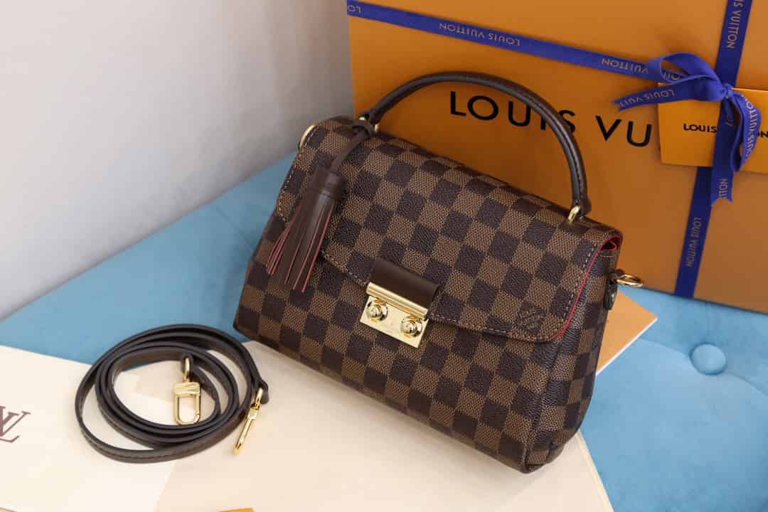 LV N53000 棋盘格Croisette邮差翻盖斜挎手提女包