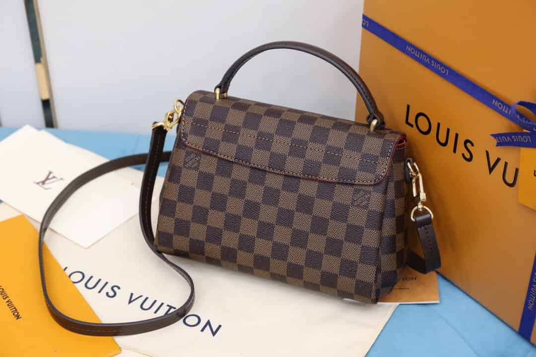 LV N53000 棋盘格Croisette邮差翻盖斜挎手提女包
