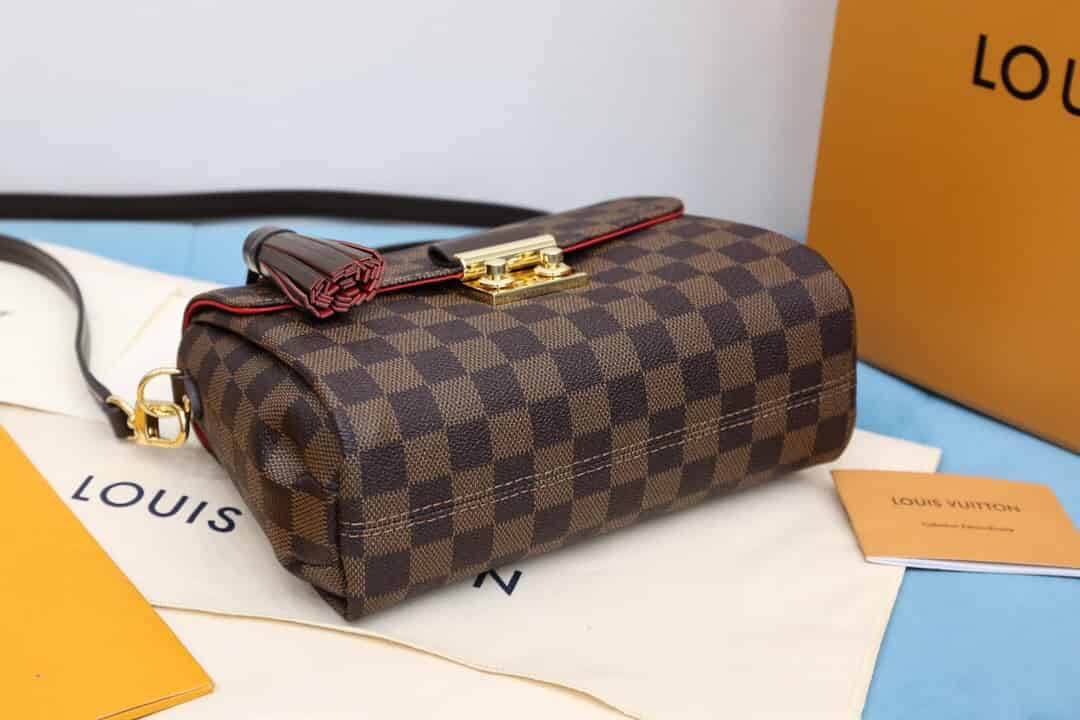 LV N53000 棋盘格Croisette邮差翻盖斜挎手提女包