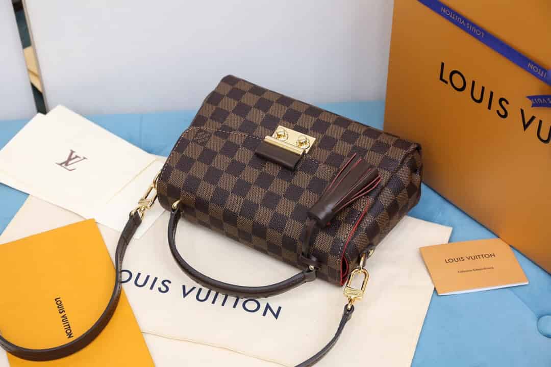 LV N53000 棋盘格Croisette邮差翻盖斜挎手提女包