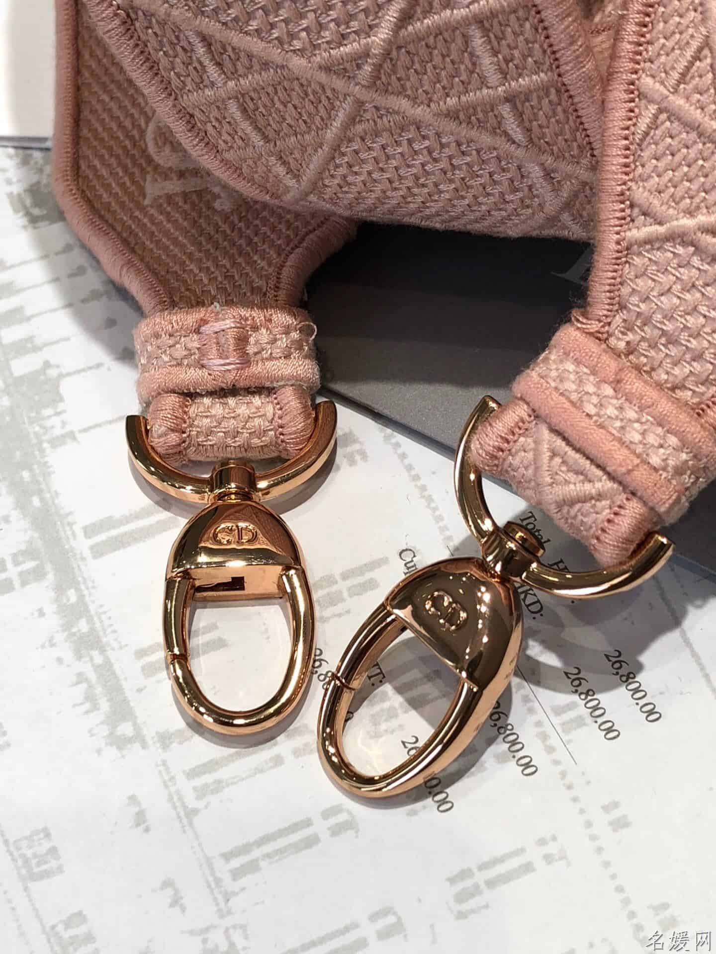 Dior/迪奥 中号玫瑰粉色刺绣藤格纹Lady D-Lite戴妃包 M957