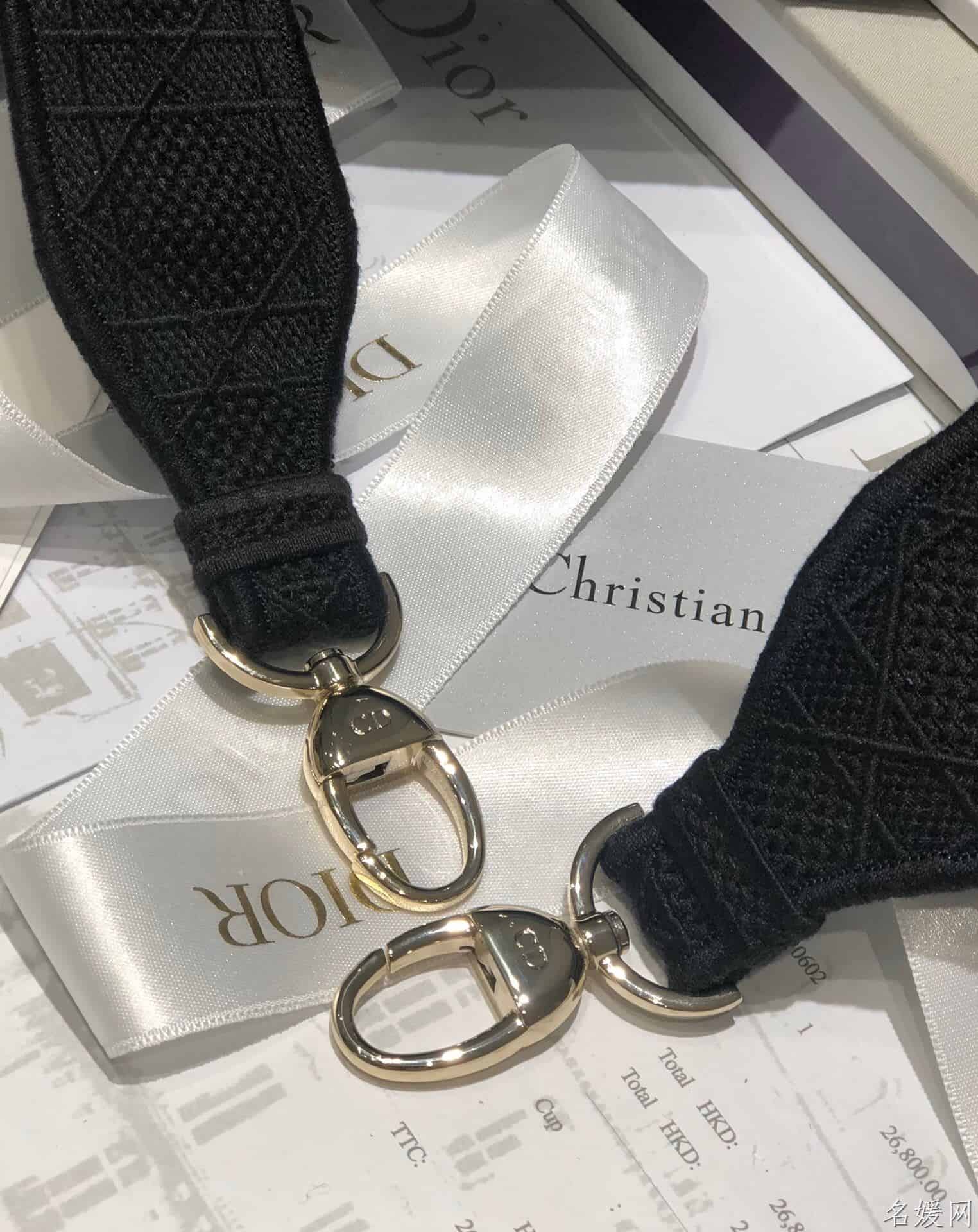 Dior/迪奥 中号黑色刺绣藤格纹Lady D-Lite戴妃包 M989