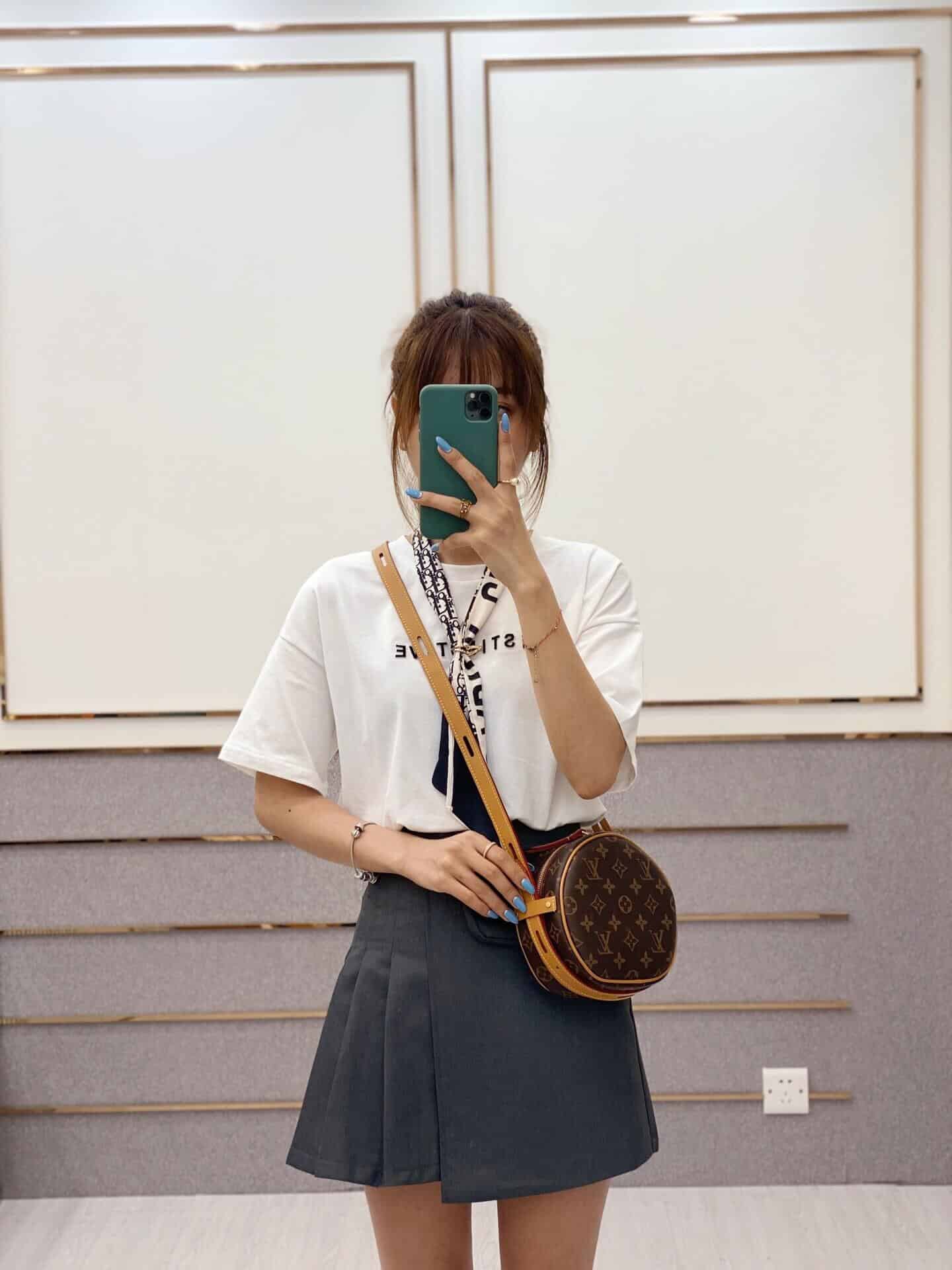 LV 2020新款老花圆饼包小号女包单肩斜挎包 M45149