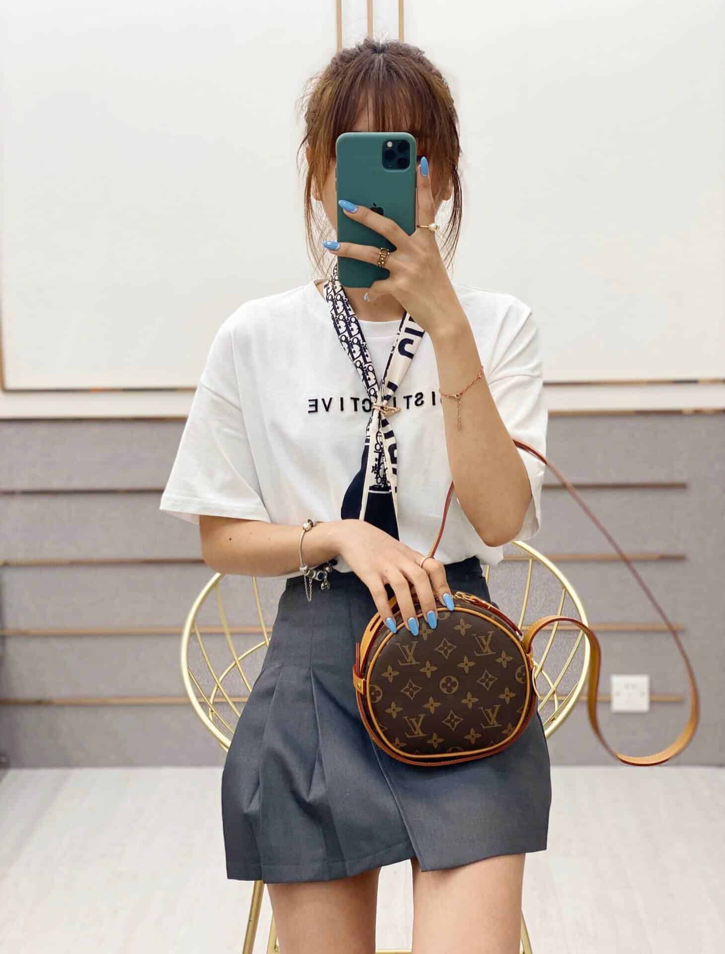 LV 2020新款老花圆饼包小号女包单肩斜挎包 M45149