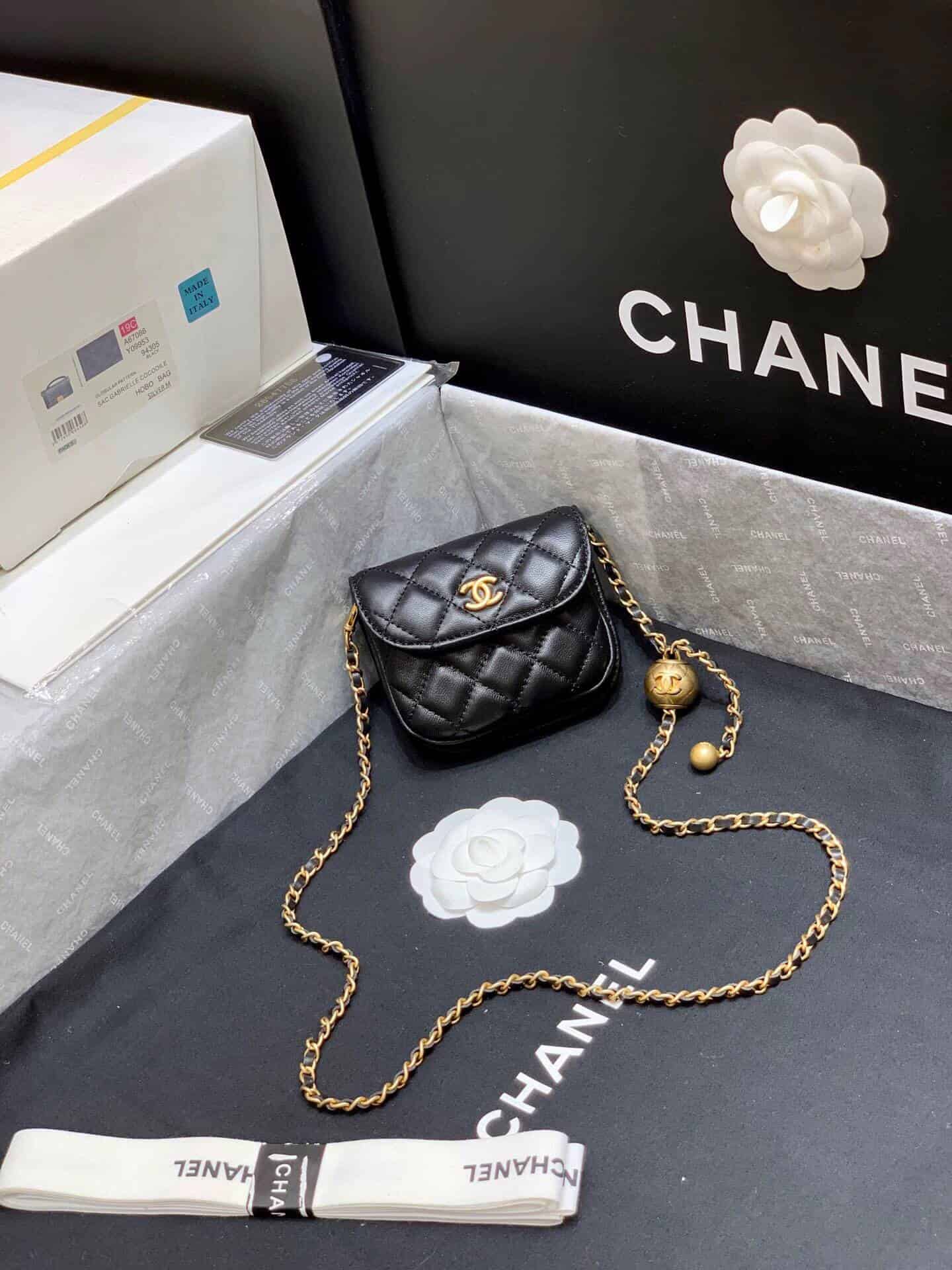 Chanel/香奈儿 小金珠羊皮腰包Waist bag AP1461