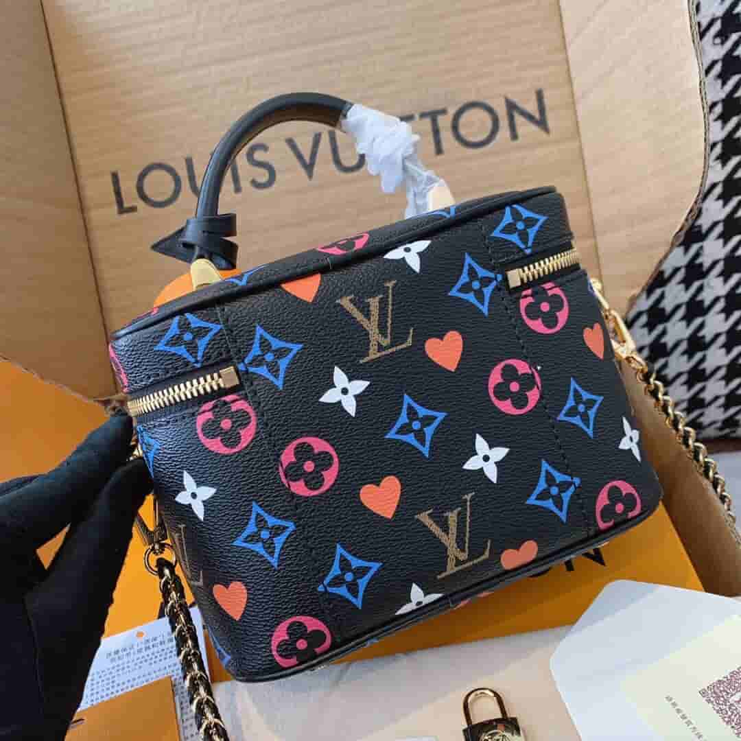 Louis Vuitton LV M57482 Vanity 黑三彩扑克牌盒子化妆包