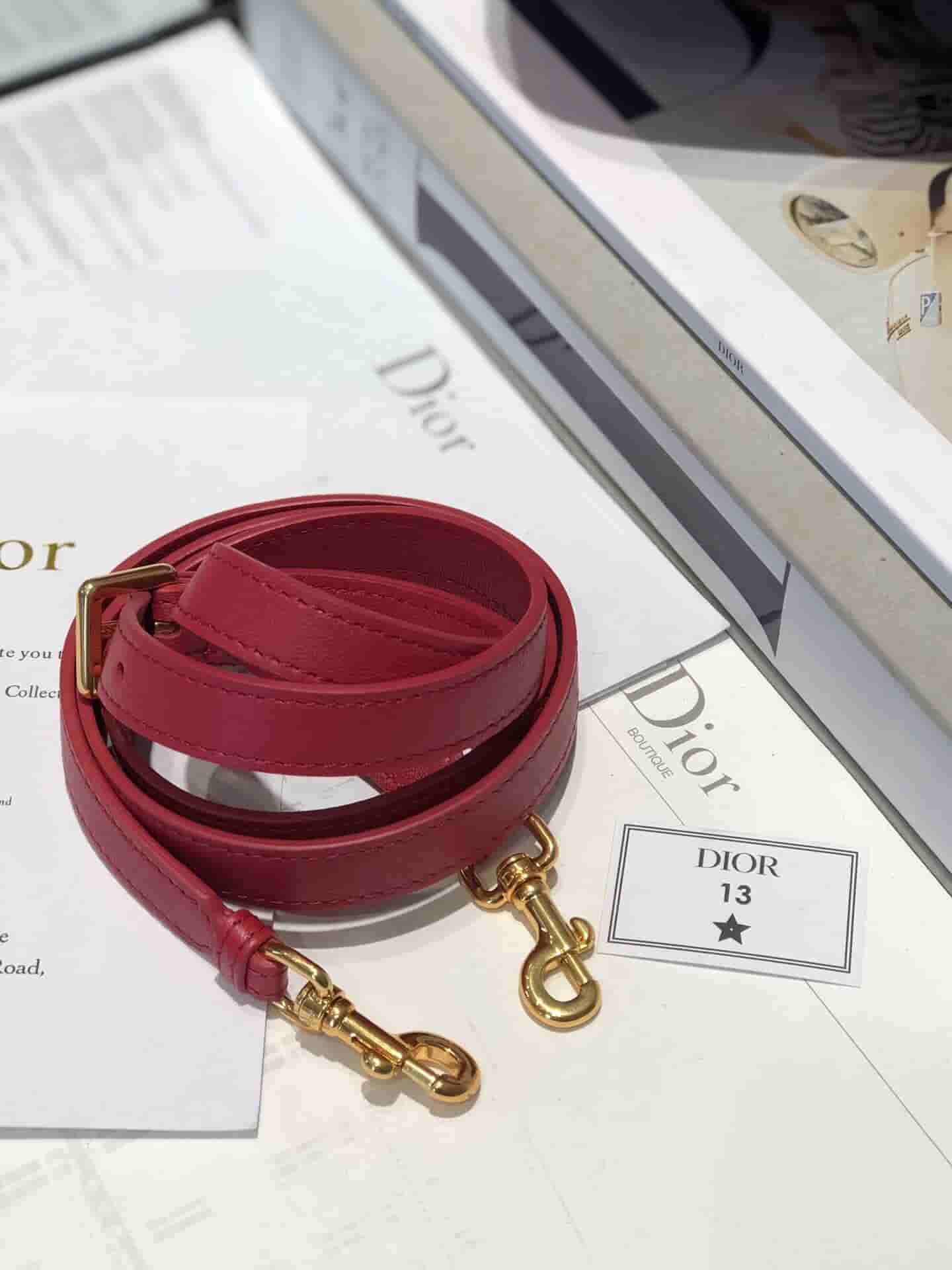 Dior Travel红色羊皮藤格纹单肩手提化妆包 S5488UNTR_M53R