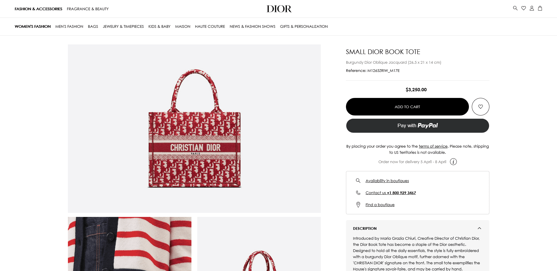 Small Dior Book Tote M1265ZRIW_M17E