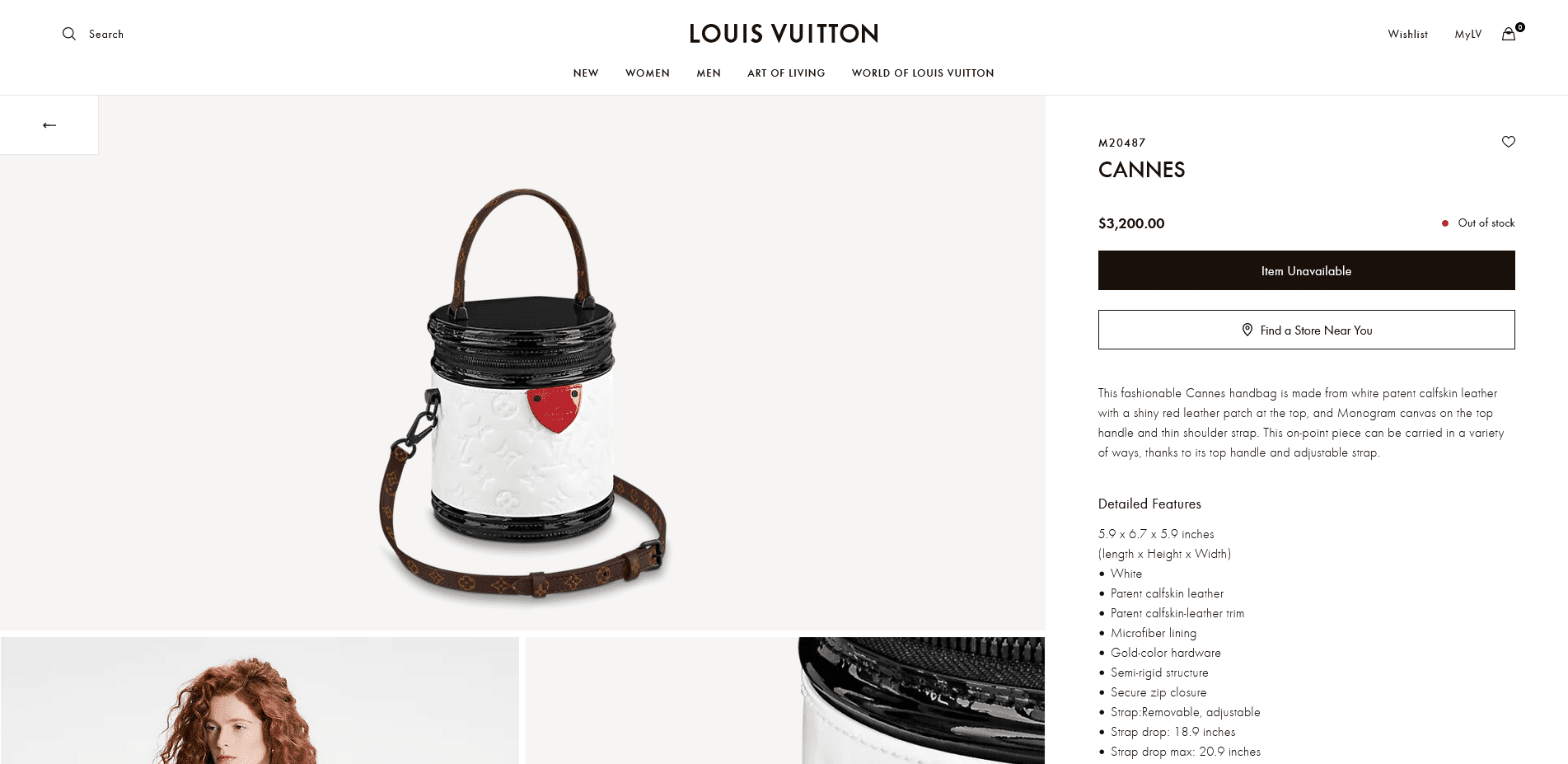 LV M20487 漆面牛皮革Cannes水桶包